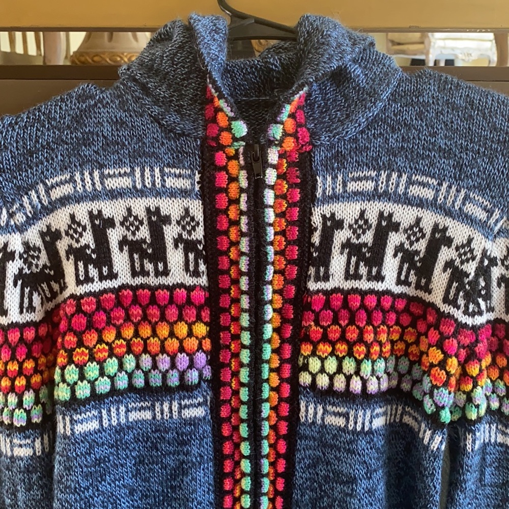 Blue , Multi Color Patterned Sweater - image 2